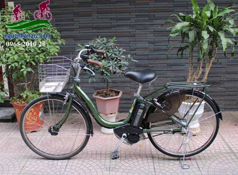 Xe đạp điện Nhật Yamaha Natura xanh rêu