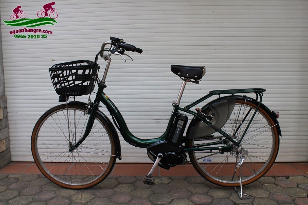 Xe đạp điện Nhật Yamaha natura màu xanh rêu 4