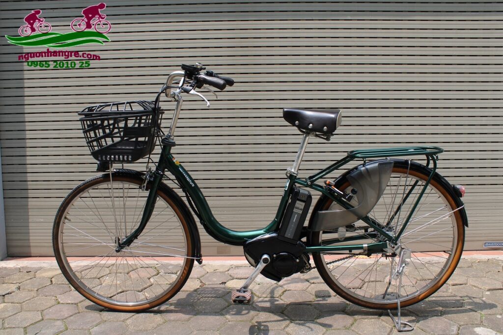 Xe đạp điện Nhật Yamaha natura màu xanh rêu 2