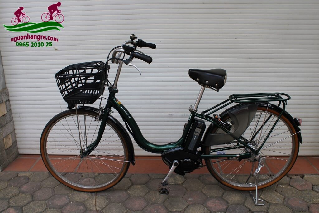 Xe đạp điện Nhật Yamaha natura màu xanh rêu 1
